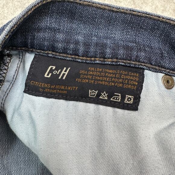 Citizen of Humanity Straight Jeans WMNS Sz 32 Dark Wash Stretch Denim Button Fly - Picture 4 of 10